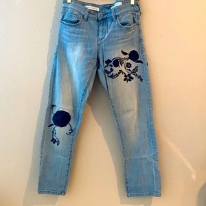 Anthropologie Pilcro and Letterpress Hyphen embroidered jeans